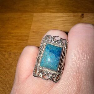 Silver and Blue Stone Ring Sz7